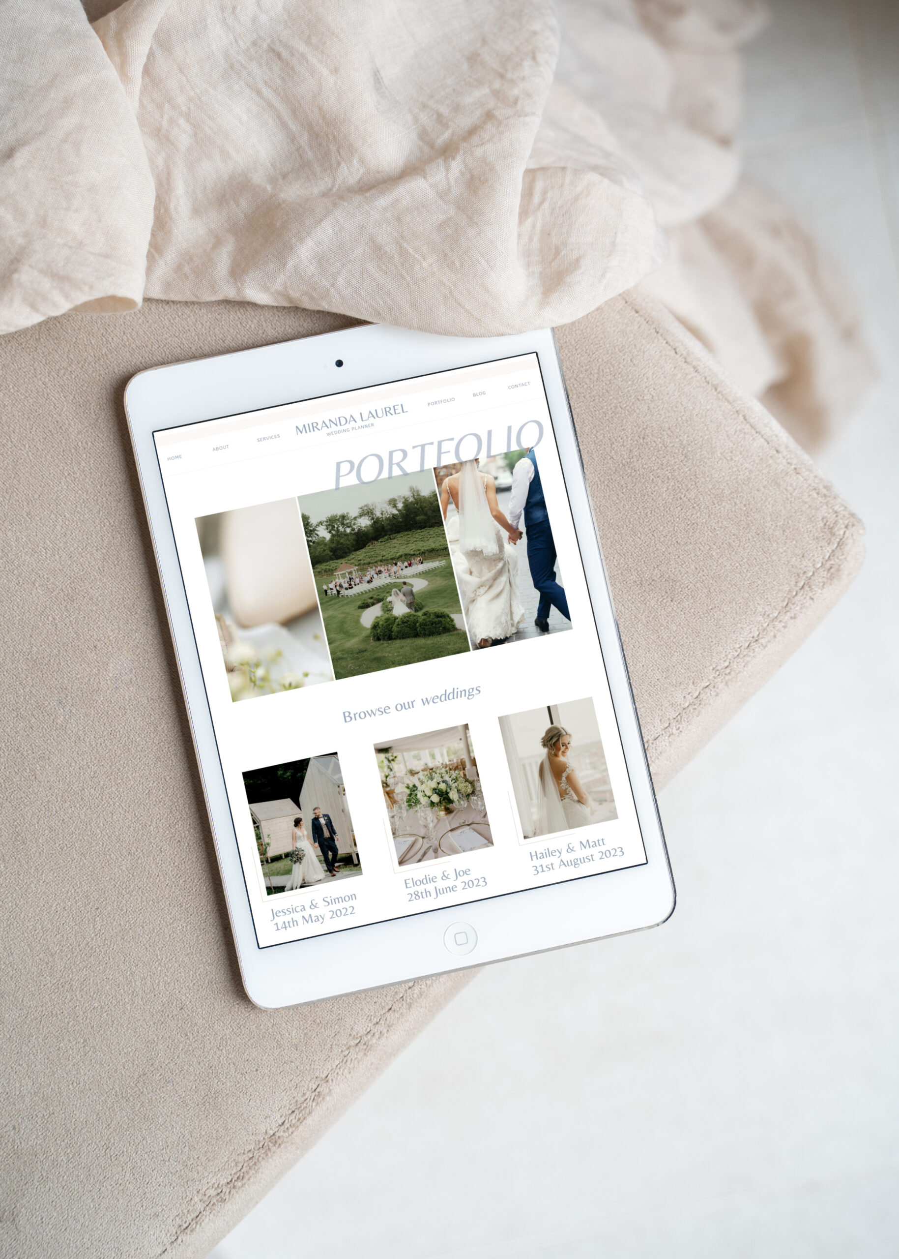 Mockup of a Showit website template for wedding pros