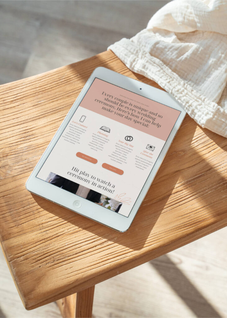 Poppy Showit website template for celebrants and wedding businesses by Calluna & Thyme.