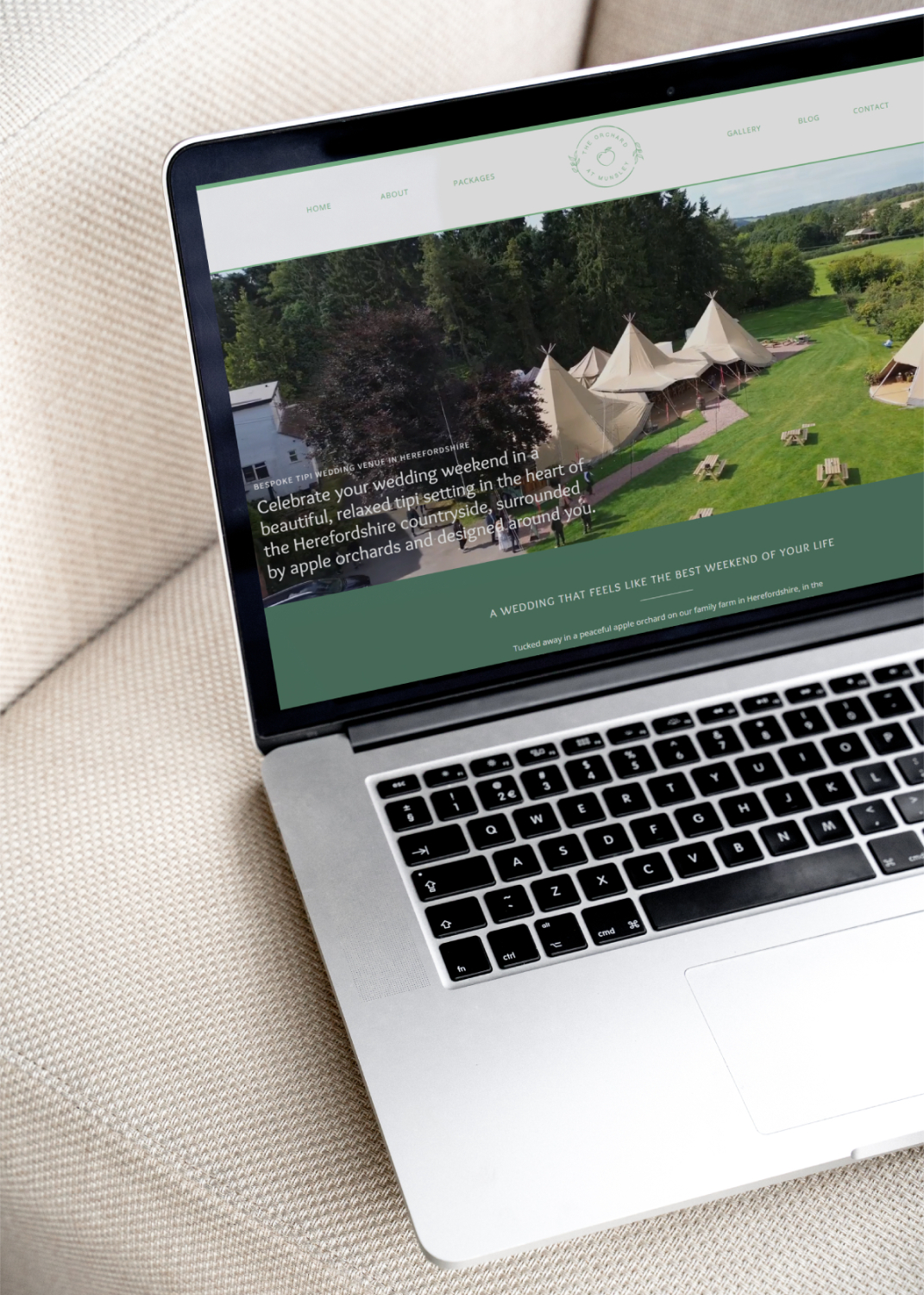Wedding Venue Website Design Examples. Wedding venue website mockup on laptop.